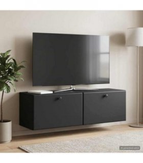 vidaXL Wall-Mounted TV Cabinet 98 x 31 x 30 cm Black Engineered Wood — Size: 98 x 31 cm