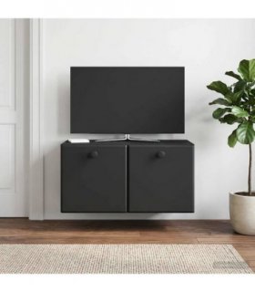 vidaXL Wall-Mounted TV Cabinet 59.5 x 31 x 30 cm Black Engineered Wood — Size: 59.5 x 31 cm