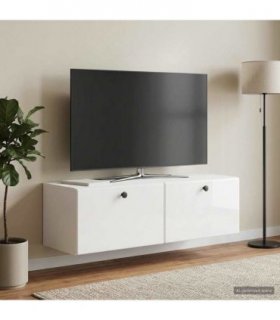 vidaXL Wall-Mounted TV Cabinet 98 x 31 x 30 cm High Gloss White — Size: 98 x 31 cm