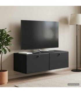 vidaXL Wall-Mounted TV Cabinet 98 x 41 x 30 cm Black Engineered Wood — Size: 98 x 41 cm