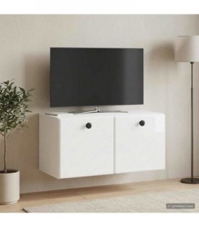 vidaXL Wall-Mounted TV Cabinet 59.5 x 31 x 30 cm High Gloss White — Size: 59.5 x 31 cm