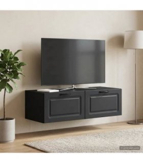 vidaXL Wall-Mounted TV Cabinet Black 98 x 41 x 30 cm Engineered Wood — Size: 98 x 41 cm — V0672123133