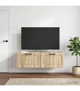 vidaXL Wall-Mounted TV Cabinet Wall-mounted Sonoma Oak 98 x 41 x 30 cm — Size: 98 x 41 cm — V0672123141