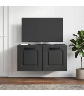 vidaXL Wall-Mounted TV Cabinet Black 59.5 x 31 x 30 cm Engineered Wood — Size: 59.5 x 31 cm — V0672123166