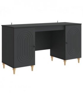vidaXL Desk with Shelf Black 142.5 x 50 x 75 cm Engineered Wood