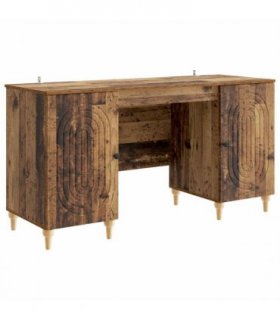 vidaXL Desk with Shelf Old Wood 142.5 x 50 x 75 cm Engineered Wood