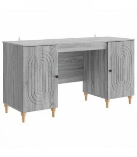 vidaXL Desk with Shelf Grey Sonoma 142.5 x 50 x 75 cm Engineered Wood