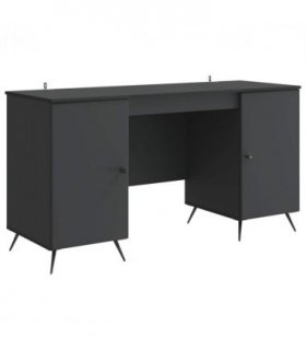 vidaXL Desk with Shelf Black 142.5 x 50 x 75 cm Engineered Wood — V0672123216