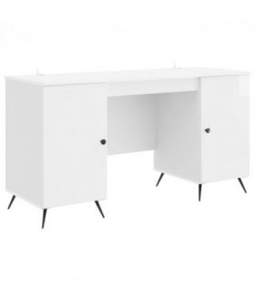 vidaXL Desk High Gloss White 142.5 x 50 x 75 cm Engineered Wood — V0672123219