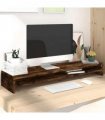 vidaXL Monitor Stand Smoked Oak 100x24x13 cm Engineered Wood
