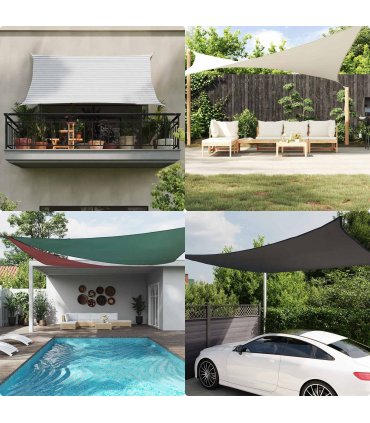 vidaXL Sun Shade Sail Light Grey and White 5 x 6 x 6 m