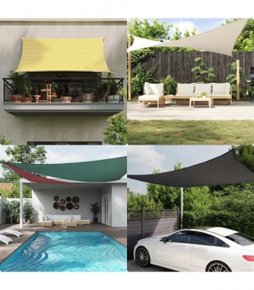 vidaXL Sun Shade Sail Yellow and White 3 x 4 x 5 m