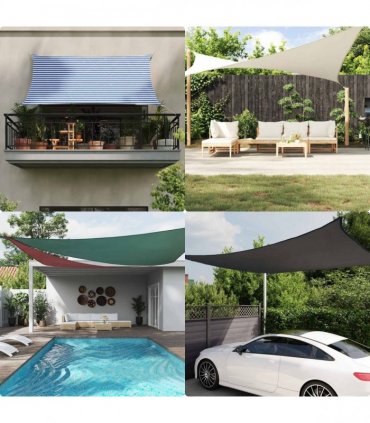 vidaXL Sun Shade Sail Blue and White 4 x 5 x 6.4 m