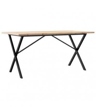 vidaXL Dining Table X-Frame 160x80x75.5 cm Solid Wood Pine and Steel — Size: 160 x 80 x 75.5 cm, Model: x shape
