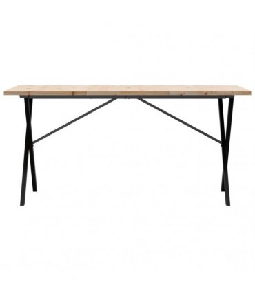 vidaXL Dining Table X-Frame 160x80x75.5 cm Solid Wood Pine and Steel — Size: 160 x 80 x 75.5 cm, Model: x shape