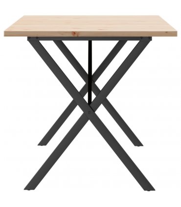 vidaXL Dining Table X-Frame 160x80x75.5 cm Solid Wood Pine and Steel — Size: 160 x 80 x 75.5 cm, Model: x shape