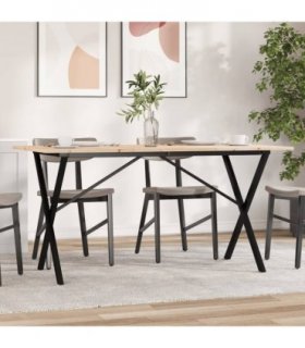 vidaXL Dining Table X-Frame 160x80x75 cm Solid Wood Pine and Steel — Size: 160 x 80 x 75 cm, Model: x shape