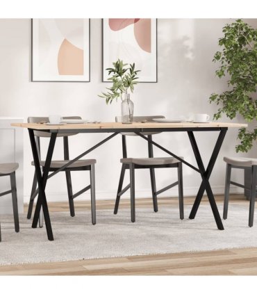 vidaXL Dining Table X-Frame 160x80x75 cm Solid Wood Pine and Steel — Size: 160 x 80 x 75 cm, Model: x shape