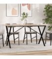 vidaXL Dining Table X-Frame 160x80x75 cm Solid Wood Pine and Steel — Size: 160 x 80 x 75 cm, Model: x shape