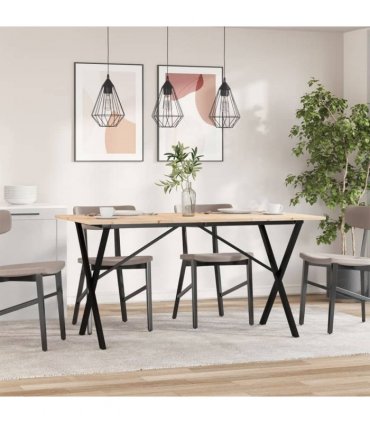 vidaXL Dining Table X-Frame 160x80x75 cm Solid Wood Pine and Steel — Size: 160 x 80 x 75 cm, Model: x shape