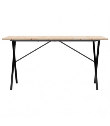 vidaXL Dining Table X-Frame 160x80x75 cm Solid Wood Pine and Steel — Size: 160 x 80 x 75 cm, Model: x shape