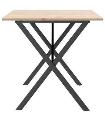 vidaXL Dining Table X-Frame 160x80x75 cm Solid Wood Pine and Steel — Size: 160 x 80 x 75 cm, Model: x shape
