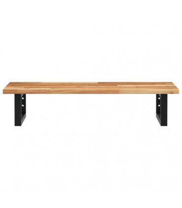 vidaXL Basin Shelf Wall Mounted Steel and Solid Wood A — Colour: dark brown and black, Size: 100 x 40 x 2 cm, Model: rectangular