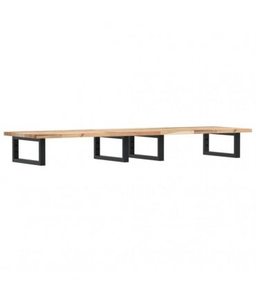 vidaXL Basin Shelf Wall Mounted Steel and Solid Wood Acacia — Colour: brown and black, Size: 160 x 40 x 2 cm, Model: rectangular