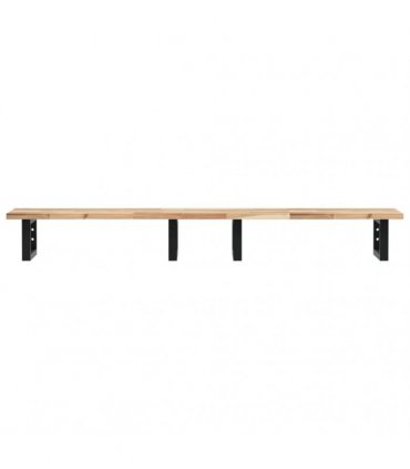 vidaXL Basin Shelf Wall Mounted Steel and Solid Wood Acacia — Colour: brown and black, Size: 120 x 40 x 2 cm, Model: rectangular