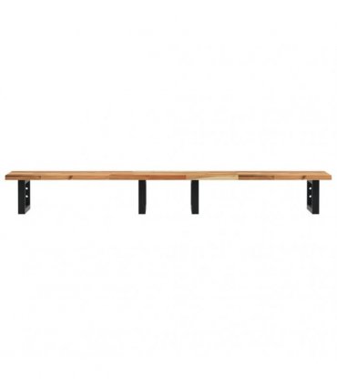 vidaXL Basin Shelf Wall Mounted Steel and Solid Wood A — Colour: dark brown and black, Size: 120 x 40 x 2 cm, Model: rectangular
