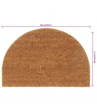 vidaXL Door Mat Natural Half Round 40x60 cm Tufted Coir — Size: 40 x 60 cm — V0672129256