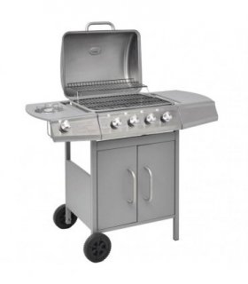 vidaXL Gas Barbecue Grill 4+1 Cooking Zone Silver