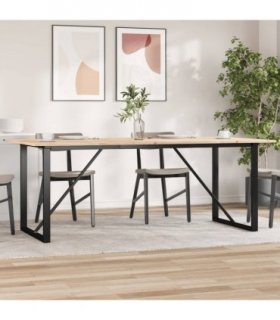 vidaXL Dining Table O-Frame 200x100x75 cm Solid Wood Pine and Steel — Size: 200 x 100 x 75 cm, Model: o shape
