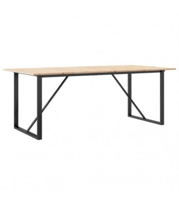 vidaXL Dining Table O-Frame 200x100x75 cm Solid Wood Pine and Steel — Size: 200 x 100 x 75 cm, Model: o shape