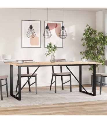 vidaXL Dining Table O-Frame 200x100x75 cm Solid Wood Pine and Steel — Size: 200 x 100 x 75 cm, Model: o shape