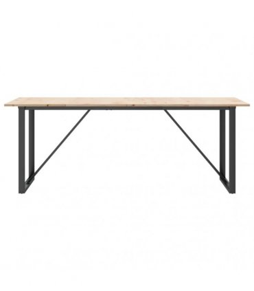 vidaXL Dining Table O-Frame 200x100x75 cm Solid Wood Pine and Steel — Size: 200 x 100 x 75 cm, Model: o shape