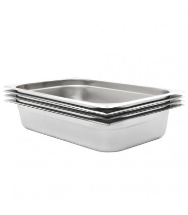 vidaXL Gastronorm Containers 4 pcs GN 1/1 100 mm Stainless Steel — Size: 530 x 325 x 100 mm