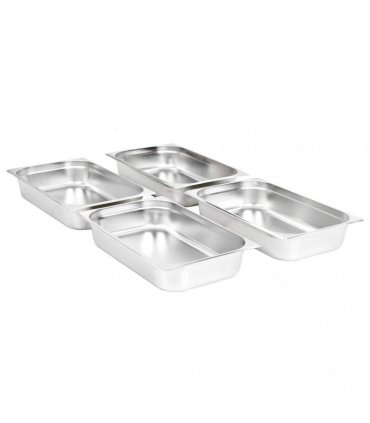 vidaXL Gastronorm Containers 4 pcs GN 1/1 100 mm Stainless Steel — Size: 530 x 325 x 100 mm