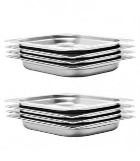 vidaXL Gastronorm Containers 8 pcs GN 1/2 40 mm Stainless Steel — Size: 325 x 265 x 40 mm