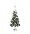 vidaXL Artificial Pre-lit Christmas Tree with Ball Set Pine Cones 150 cm — Colour: white and grey, Size: 150 x 89 cm