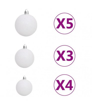 vidaXL Artificial Pre-lit Christmas Tree with Ball Set Pine Cones 150 cm — Colour: white and grey, Size: 150 x 89 cm