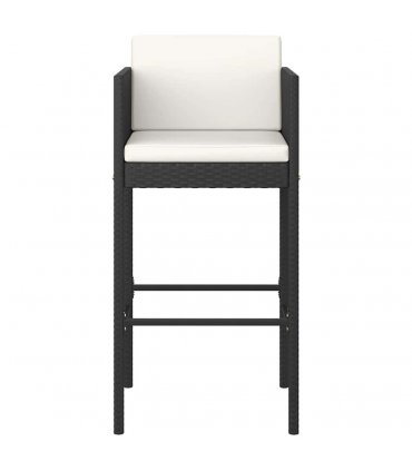 vidaXL 5 Piece Garden Bar Set with Cushions Poly Rattan Black — Size: 80 x 80 x 110 cm