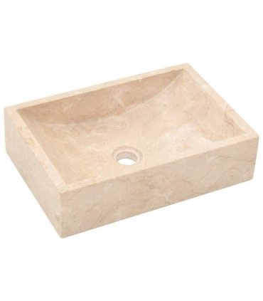 vidaXL Bathroom Vanity Cabinet with Cream Marble Sinks Solid Wood Teak — Model: without basket — V0672129485