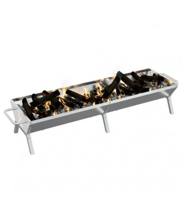 vidaXL BBQ Tray Silver 158x42x31 cm Stainless Steel — Size: 158 x 42 x 31 cm