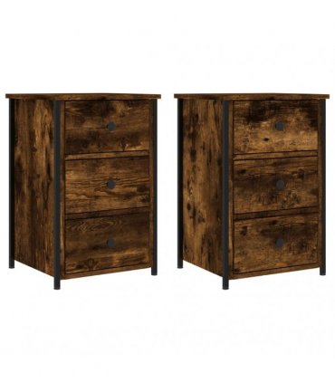 vidaXL Bedside Cabinets 2 pcs Smoked Oak 40x36x60 cm Engineered Wood