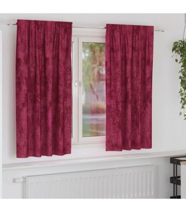 vidaXL Velvet Curtains 2 pcs Wine red 175 x 140 cm Velvet — Size: 140 x 175 cm — V0672129498