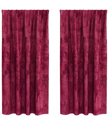 vidaXL Velvet Curtains 2 pcs Wine red 175 x 140 cm Velvet — Size: 140 x 175 cm — V0672129498