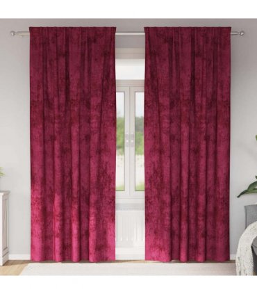 vidaXL Velvet Curtains 2 pcs Wine red 225 x 140 cm Velvet — Size: 140 x 225 cm — V0672129499