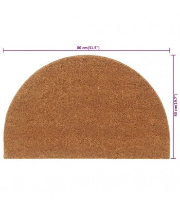 vidaXL Door Mat Natural Half Round 50x80 cm Tufted Coir — Size: 50 x 80 cm — V0672129503
