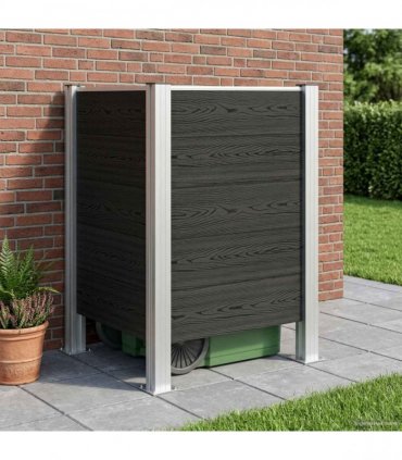 vidaXL Garbage Bin Fence Grey 85 x 85 x 115 cm Aluminium and WPC — Model: L shape